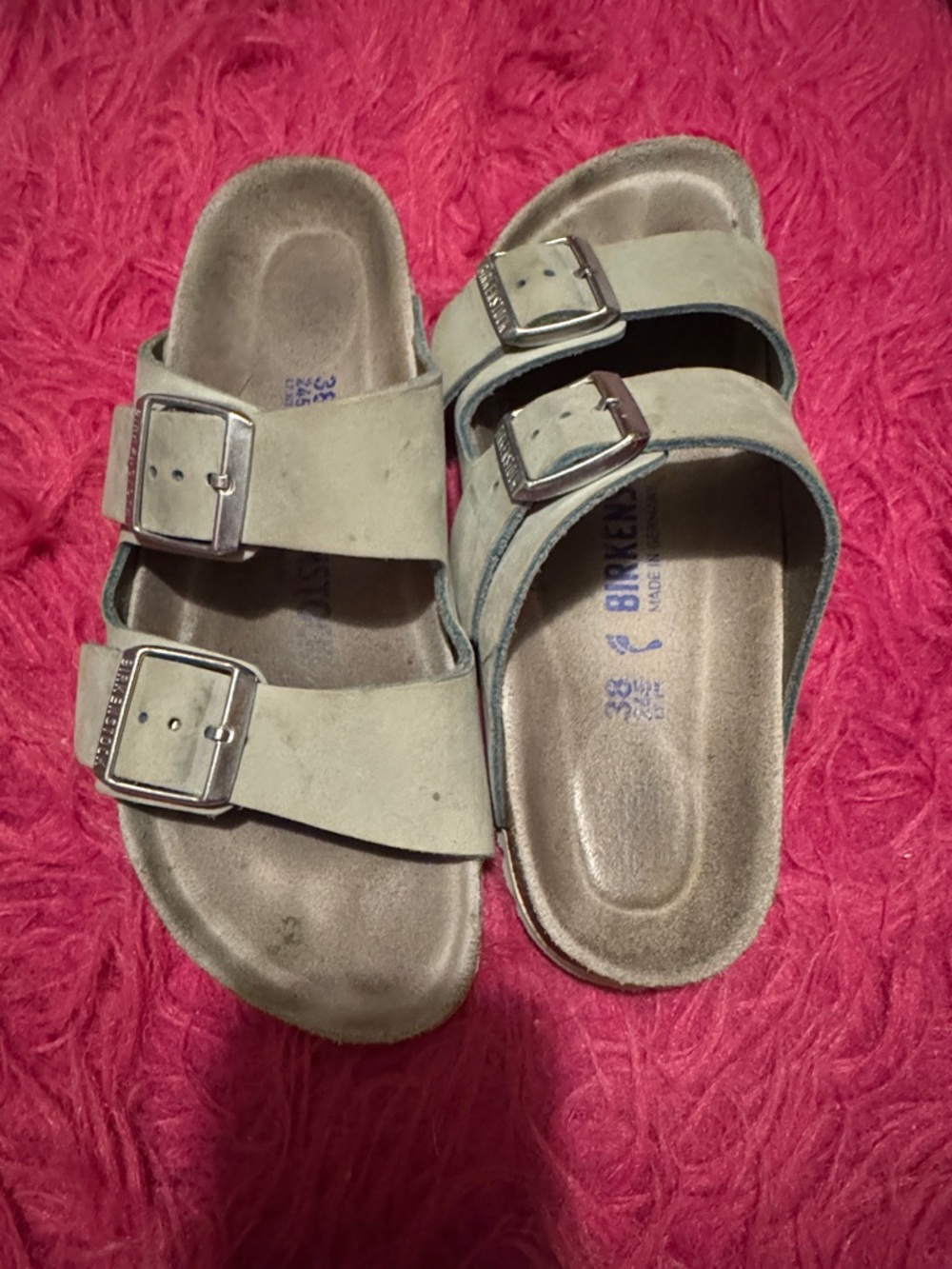 Birkenstock Two-Strap Sandals in Light blue Suede
